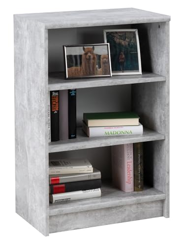 Möbel Jack Bücherregal mit 3 Fächern - Betonoptik - 54 x 86 x 34 cm - Aktenregal Standregal Wohnzimmerregal von Möbel Jack