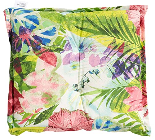 Möbel Jack Hockerauflage Stuhlkissen Sitzkissen Sitzpolster Gartenstuhlauflage | 50 x 50 x 8 cm | Mehrfarbig | Blumenmuster | Baumwolle | Polyester von Möbel Jack