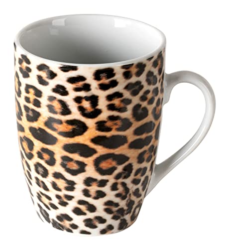 Möbel Jack Kaffeetasse - Braun - Schwarz - Porzellan - Leopardenmuster von Möbel Jack