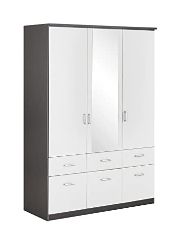 Möbel Jack Kleiderschrank - Alpinweiß - Grau metallic - 136 x 199 cm - 3 Türen von Möbel Jack