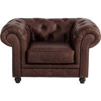 Clubsessel Leder braun im Chesterfield Look 135 cm breit von Möbel4Life