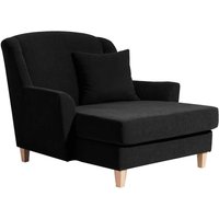 Schwarzer Big Sessel Velours im Landhausstil Vierfußgestell aus Holz von Möbel4Life