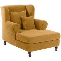 XXL Velour Sessel gelb im Landhausstil 120 cm Sitztiefe von Möbel4Life