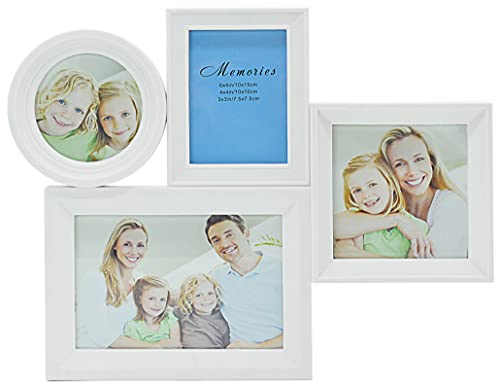 Gallery Bilderrahmen in Weiß Fotorahmen Bilderrahmen Rahmen für 4 Fotos 10x15cm - zum Aufhängen oder Hinstellen von Möbelbörse