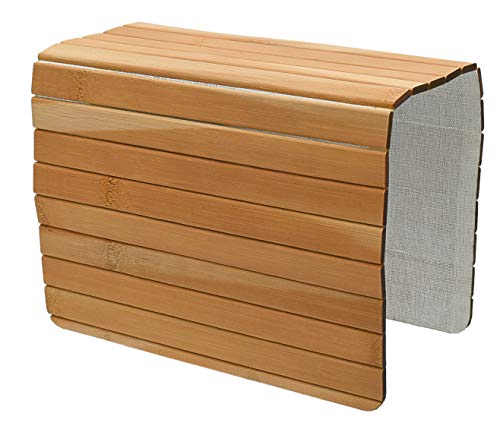 Möbelbörse 2er Set Sofatablett aus Bambus Tablett Flexablage Ablage Armlehne Sofa Couch Armlehnentablett für Getränke, Snacks etc. (Natur) von Möbelbörse