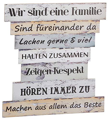 Möbelbörse Holz Schild Familie Regeln Wandbild Bild Wandschild Holzbild Planken Deko Sprüche Familienregeln Vintage Shabby (Modell 1 30x32cm) von Möbelbörse