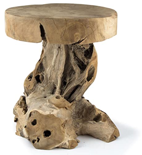 Möbelbörse Teak Hocker Sitzhocker Blumenhocker Beistelltisch Nachttisch Pflanzenhocker Blumenpodest Holz Mushroom von Stephans Möbelbörse