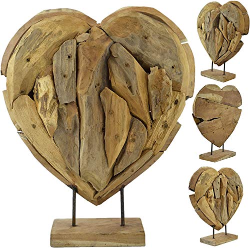 Teakholz Herz Skulptur Statue Holzskulptur Deko Teak Figur Wurzelholz Objekt Höhe 30cm von Möbelbörse