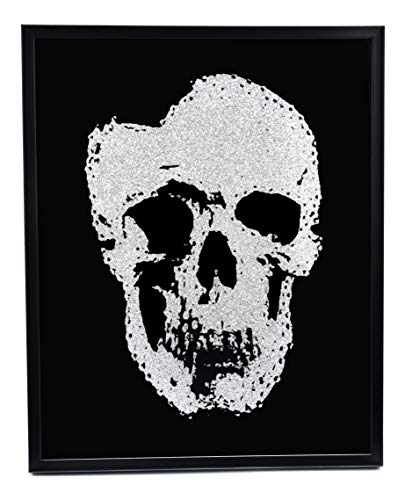 Wandbild Bild Totenkopf Skull Glasbild Wohnzimmer Deko Schwarz mit Glitzer 25x20cm von Möbelbörse