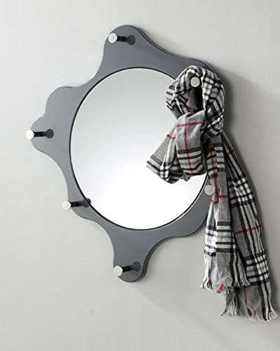 Wandgarderobe Garderobe Wandspiegel Spiegel Flurgarderobe Wandpaneel Garderobenpaneel Flur Diele Hochglanz weiß grau schwarz Ø56cm (Grau) von Möbelbörse