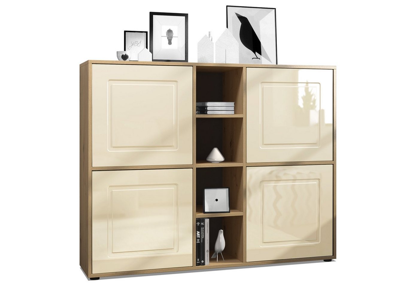 Möbelhandel Klipenstein Highboard NOAH V3, Kommode Schrank Landhaus, Korpus Eiche Artisan von Möbelhandel Klipenstein