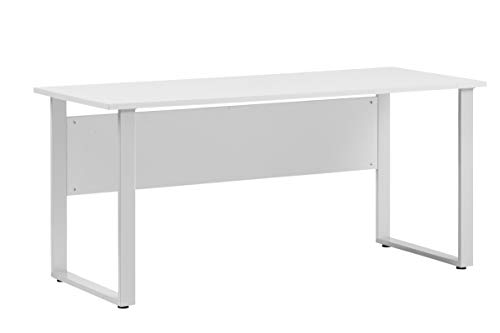 Möbelpartner Denver Schreibtisch, Metall, Lichtgrau, 75 cm tief von Möbelpartner