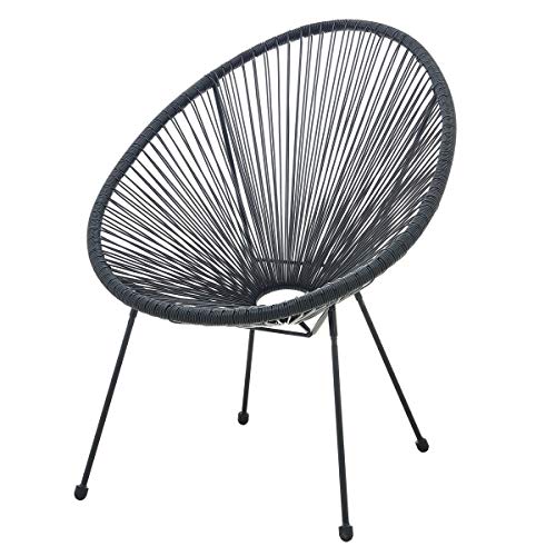 Moebilia runde Sitzschale 2er-Set, Kunststoff (100% Polyethylen), Metall, Schwarz, 73x73x88 cm von Moebilia