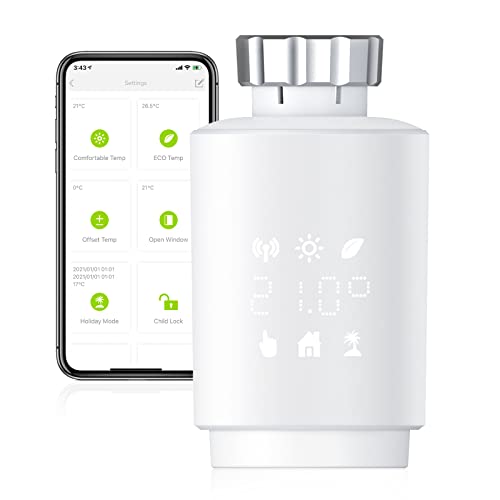 MOES Heizkörperthermostat Smart,Zigbee Thermostat Heizung Digital,Programmierbarer Heizungsthermostat,Kompatibel mit Alexa/Google Home (MOES ZigBee Hub erforderlich) von MoesGo