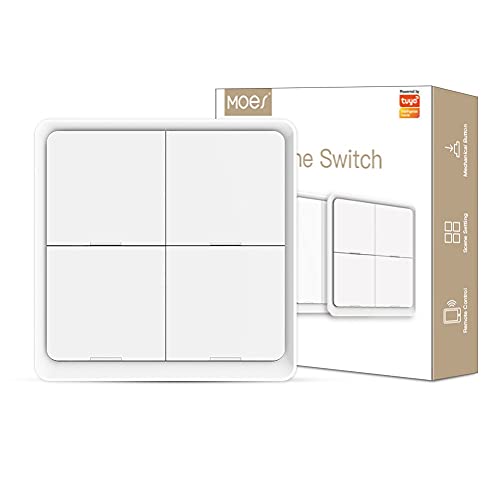 MOES ZigBee 12 Scene Funkschalter,Wireless Drucktasten Schalter,MOES ZigBee Hub erforderlich,Switch kompatibel mit MOES/Smart Life/Tuya APP(Weiß,Batterie enthalten) von MoesGo