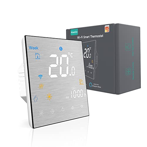 MoesGo WLAN Smart Thermostat für Wasser Fußbodenheizung 5A,Programmierbares Raumthermostat Kompatibel mit Alexa Echo/Google Home/Smart Life/Tuya App von MoesGo