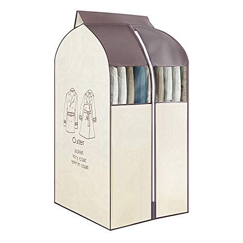 Mofeng Kleiderhülle für Kleiderschrank, Aufbewahrungstasche, zum Aufhängen, Kleidersack mit transparenten PVC-Fenstern, staubdicht, für Mäntel, Anzüge und Jacken (Beige, 60 x 48 x 120 cm) von Ruick