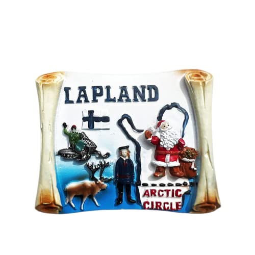 Arctic Circle Lapland Finnland Kühlschrankmagnet Reise Souvenir Kühlschrank Dekoration 3D Magnetaufkleber Handbemalt Handwerk von Moiilvcla