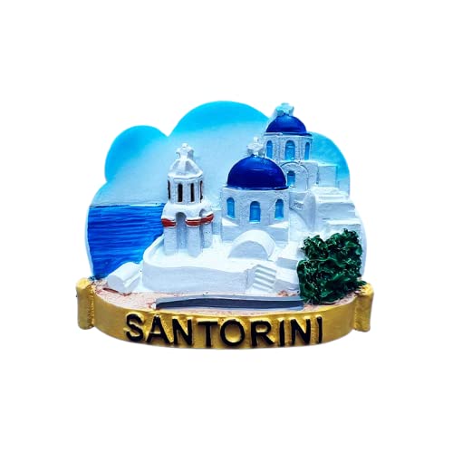 Santorini Griechenland Kühlschrank Magnet Reise Souvenir Kühlschrank Dekoration 3D Magnetaufkleber Handbemalte Bastelkollektion von Moiilvcla