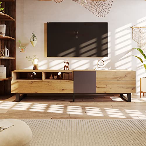 Haushalt & Wohnen, Möbel, Wohnzimmer, Moderner Colorblocking-TV-Schrank TV-Schrank mit Holzmaserung 180cm von Moimhear