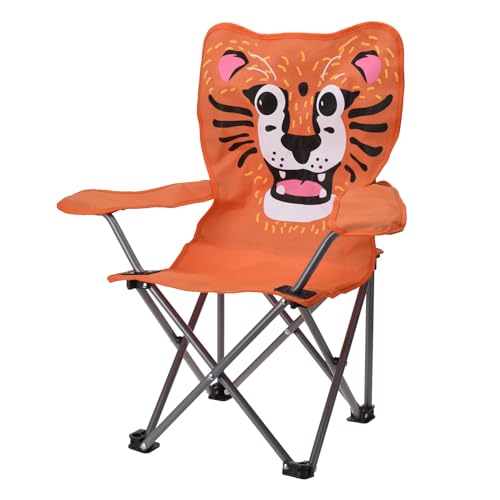 Kinder Anglersessel Orange Campingstuhl Faltstuhl Anglerstuhl Stuhl Motiv Löwe Campingstuhl für Kinder und Tasche von Mojawo
