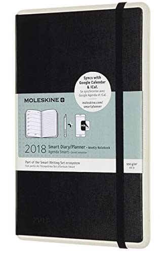 Moleskine Smart Planner, Wochenkalender 2018 - verwendbar mit Smart Writing Set, Google Kalender, iCal, Outlook Kalender, Moleskine Timepage Black A5 von Moleskine