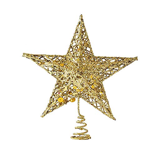 Molinter Tannenbaumspitze Weihnachtsbaumspitze Christbaumspitzen Baumspitze Metall Glitzer Weihnachtsbaum Stern Weihnachtsstern Baumschmuck für Weihnachten Deko (Gold, 20cm) von Molinter