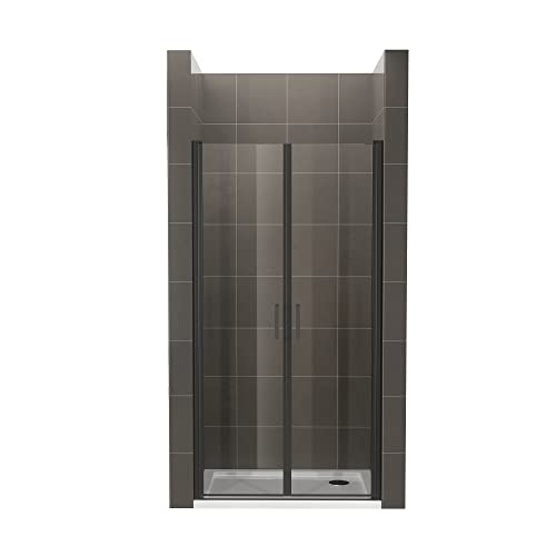 Duschtür STELLA 100x180 cm Nischentür Verstellbereich von 100-103 cm, Höhe: 180 cm, Dusche aus 6 mm Klarglas ESG Sicherheitsglas mit Nano und schwarze Aluminiumprofile - Alle Größen BC von Moments of Glass