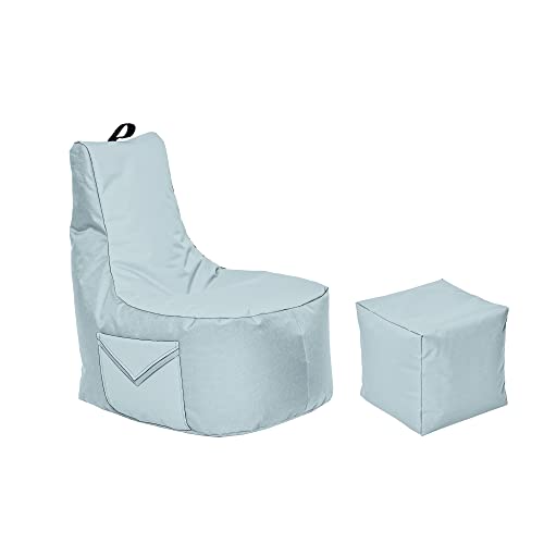 Momiralland Big Gamer Sitzsack mit Lehne Sitzkissen Beanbag BodenKissen Sessel In- & Outdoor geeignet Gaming mit PC Xbox & Playstation (Grau) von Momiralland
