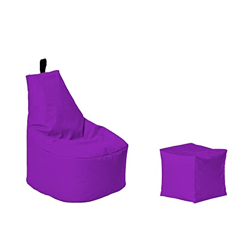 Momiralland Classic Sitzsack XL - XXL mit Hocker Sitzkissen BodenKissen Sessel In- & Outdoor geeignet Gaming Sitzsack für Erwachsene und Kinder… (Lila, XXL - Durchmesser 78 cm) von Momiralland