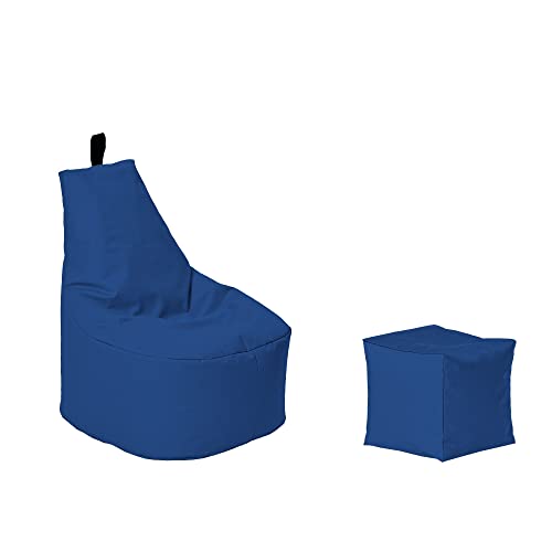 Momiralland Classic Sitzsack XL - XXL mit Hocker Sitzkissen BodenKissen Sessel In- & Outdoor geeignet Gaming Sitzsack für Erwachsene und Kinder… (Marieneblau, XL - Durchmesser 65 cm) von Momiralland