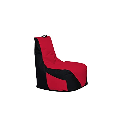 Momiralland Classic Sitzsack XXL Sitzkissen BodenKissen In- & Outdoor geeignet Gaming Sitzsack für Erwachsene und Kinder… (Schwarz - Rot, XXL - Durchmesser 78 cm - Ohne Hocker) von Momiralland