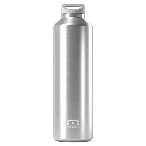 MONBENTO - Isotherme Wasser Flasche MB Steel Silver 500ml - Edelstahl - Auslaufsicher - Infusor - Hält Getränke bis zu 12 Stunden Warm/Kalt - Ideal für Tee, Kaffee - BPA Frei - Grau Silver von monbento