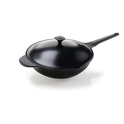 Moneta Lirica Wok 2 Griffe 32 mit Deckel, Aluminiumguss, auch für Induktion von Moneta