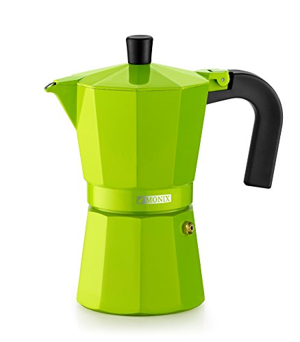 Monix Lima Italienische Espressomaschine, Kapazität für 3 Tassen, Aluminium, grün, 9 cm. von Monix