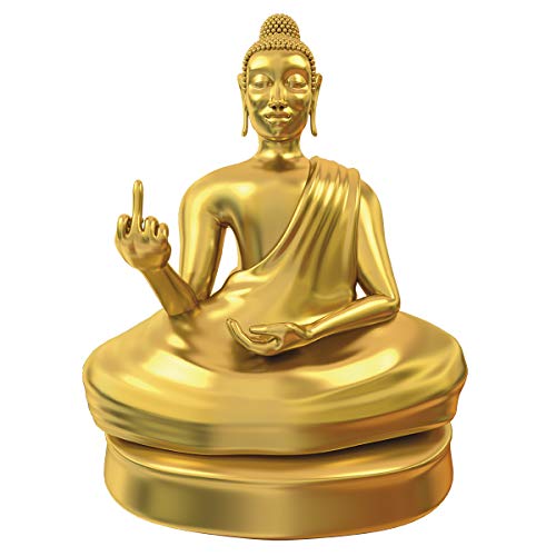Monsterzeug Kleine Buddha Statue mit Mittelfinger, Goldener Deko Buddha, Witzges Gadget zum Hinstellen, Coole Dekoration für Wohnzimmer und Büro von Monsterzeug