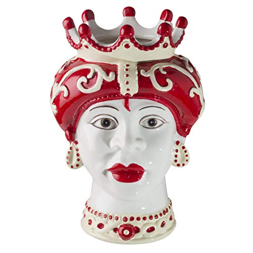 MONTEMAGGI Porzellanvasen, Dunkelbraun, sizilianische Königin, Gesicht, groß, 18 x 17 x 26,5 cm von Montemaggi