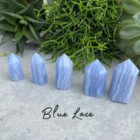 Blauer Spitzenachat Polierter Turm - Freistehend Edelstein Kristall von MontysRocks