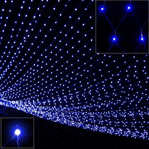Monzana® Lichterkette 100 LED Netzlichterkette Außen Innen Batterie 8 Modi Lichtervorhang Deko Weihnachten Beleuchtung Blau von Monzana