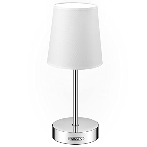 Monzana Nachttischlampe 32cm Stoffschirm E14 Grau Taupe Anthrazit Weiß Wohnzimmer Schlafzimmer Lampe Leuchte Tischlampe Nachttischleuchte Tischleuchte von Monzana