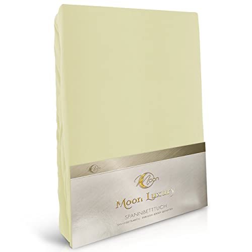 MOON-Luxury Spannbettlaken Spannbetttuch Jersey Stretch 230g/m² für Wasserbetten, Boxspringbetten und herkömmliche Matratzen (Pistazie, 200x220-220x240) von Moon