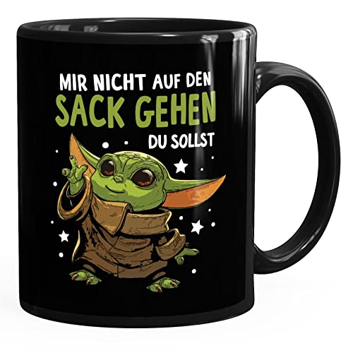 MoonWorks® Kaffee-Tasse mit Spruch Mir nicht auf den Sack gehen du sollst Baby Yoda Bürotasse lustige Kaffeebecher schwarz standard, Keramik von MoonWorks