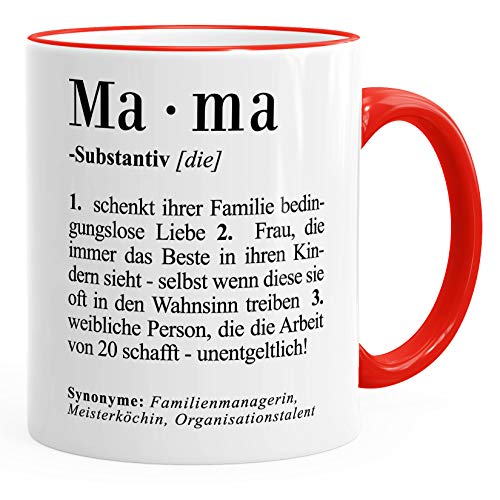 MoonWorks Kaffee-Tasse Mama Definiation Dictionary Duden Wörterbuch Geschenk Muttertag Mama rot unisize von MoonWorks