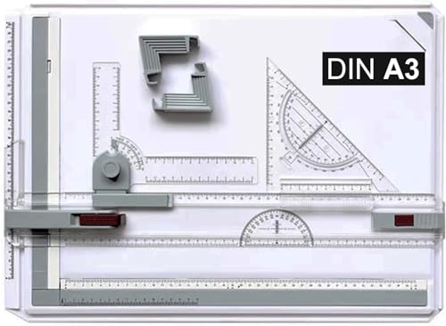 MorNon Zeichenplatte A3 Zeichenbrett Professioneller Zeichentisch mit Schiebelineal Zeichendreieck und Maßstab T-Quadrat für Ingenieure Designer Studenten zum Exaktes Arbeiten und Studium von MorNon