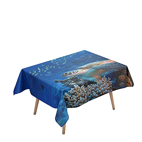 Morbuy Rechteckige Tischdecken, 3D Schildkröte Drucken Tischdecke Wasserdicht Abwaschbar Abwischbar Lotuseffekt Tischtuch für Dekoration Küchentisch Garten Outdoor (60x60cm,Koralle) von Morbuy