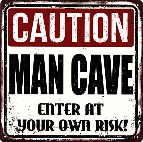Blechschild Caution Man Cave 30 x 30 cm Geschenk-Idee aus Metall Vintage-Design zur Dekoration von Moritz