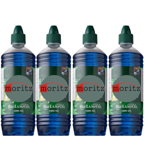 Moritz 4 Liter Bio Lampenöl blau farbig für Öllampen Bambusfackeln Gartenfackel und Wandfackeln von Moritz