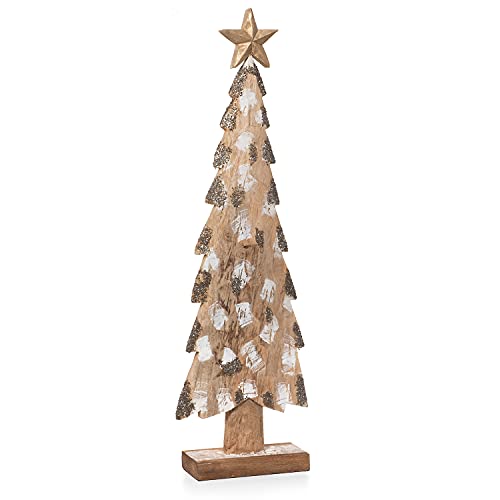 Moritz Skulptur Weihnachtsbaum Holz Groß | 84 cm Höhe | Weihnachtsbaum künstlich Schneefall | mit Stern | Schnee von Moritz