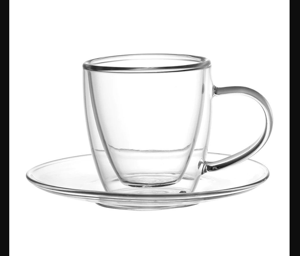 Morleos Tafelservice Thermoglas Espresso Tee doppelwandiges Glas Triest 80 ml, 2er Set von Morleos