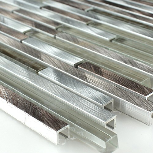 Alu Aluminium Glas Mosaik Metall Braun Silber Mix Stäbchen von Mosafil